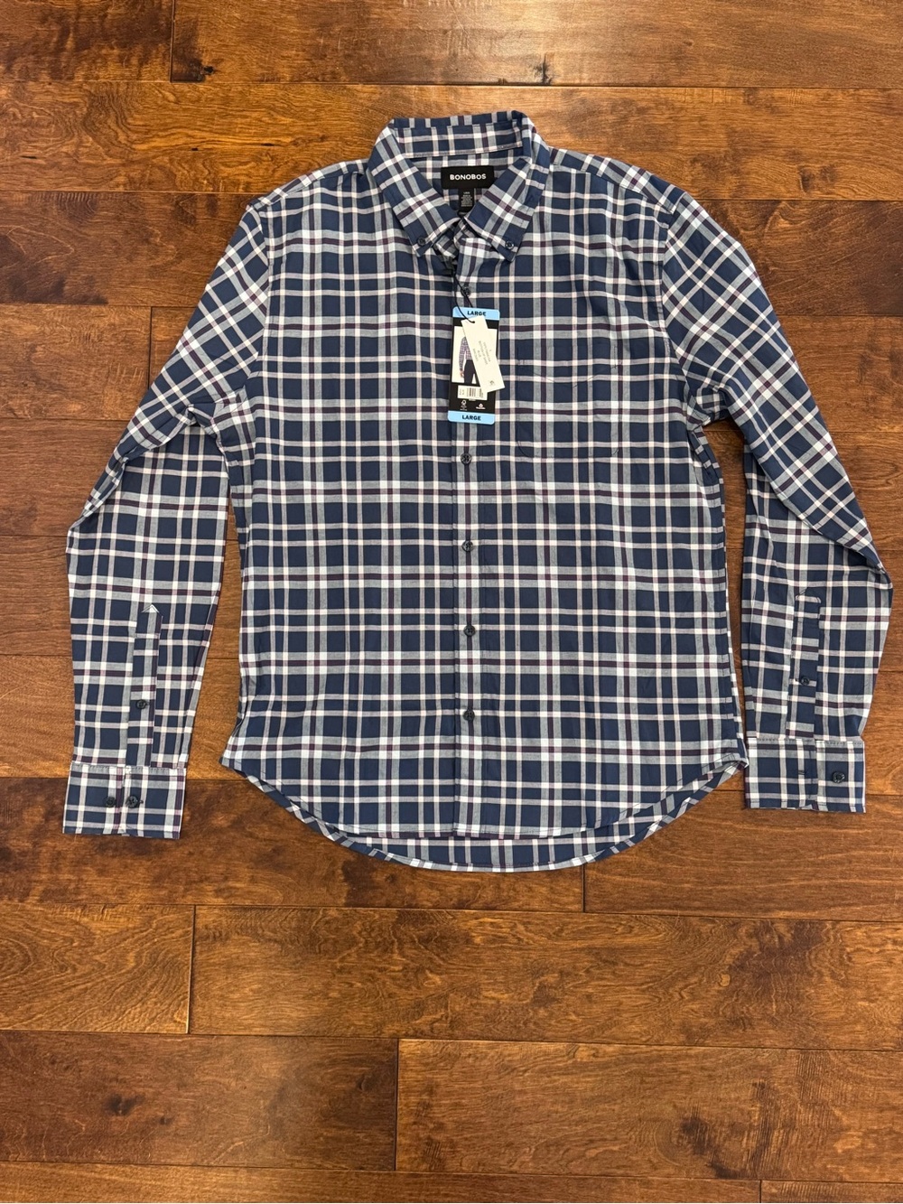 Bonobos Men’s Everyday Button Down Shirt Navy Plaid NWT Standard Fit - Size L